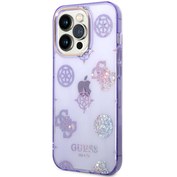 Guess Peony Glitter Backcover iPhone 14 Pro Max - Lila