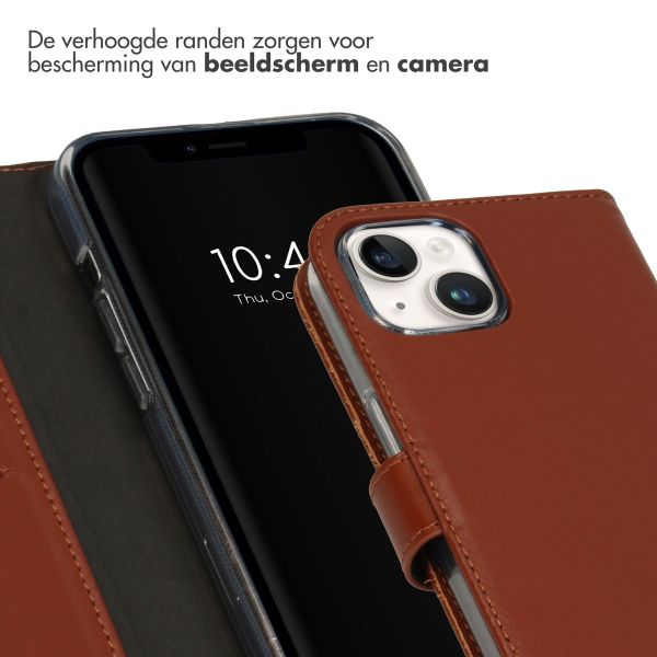 Selencia Echt Leren Bookcase Apple iPhone 15 - Lichtbruin