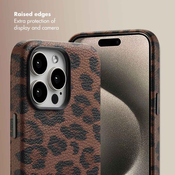 Selencia Sabi Back Cover Panther Print with MagSafe Apple iPhone 15 Pro Max - Mocha Brown