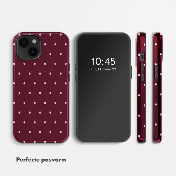 Selencia Vivid Backcover met MagSafe Apple iPhone 14 - Happy Dots Burgundy