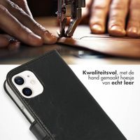 Selencia Echt Lederen Bookcase iPhone 12 Mini - Zwart