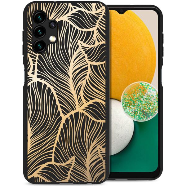 imoshion Design hoesje Samsung Galaxy A13 (5G) / A04s - Bladeren / Zwart