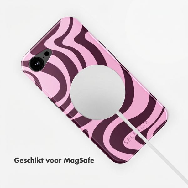Selencia Vivid Backcover met MagSafe Apple iPhone 17e / 16e - Wavy Swirl Pink Plum