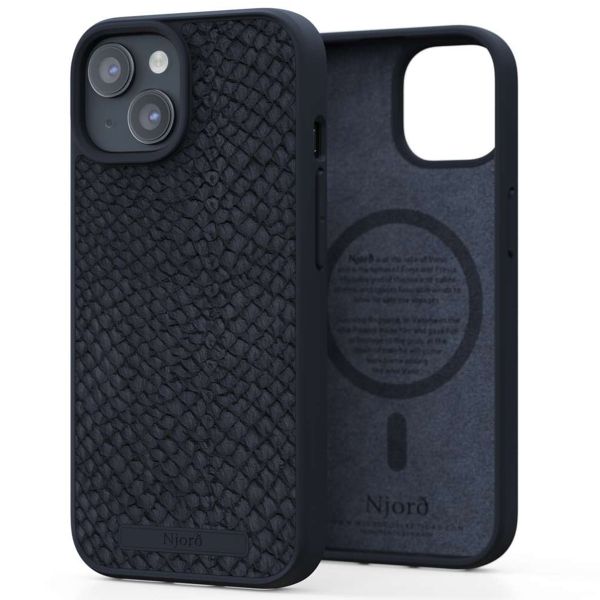 Njorð Collections Salmon Leather MagSafe Case iPhone 15 - Black