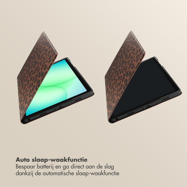 Selencia Sabi Bookcase met panterprint Samsung Galaxy Tab A11 Plus - Mocha Brown