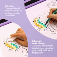 imoshion Reistafel - tablethouder auto - 7 opbergvakken - inclusief 2 kleurplaten - Paars