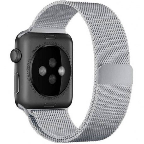 WiWu Milanese band Apple Watch Series 1 t/m 9 / SE (38/40/41 mm) | Series 10 / 11 (42 mm) - Zilver