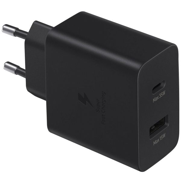 Samsung Originele Power Adapter Samsung Galaxy S10 Plus - Oplader - USB-C en USB aansluiting - Fast Charge - 35W - Zwart