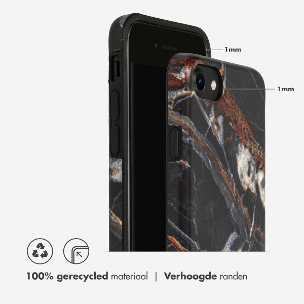 Selencia Aurora Fashion Backcover iPhone SE (2022 / 2020) / 8 / 7 - Duurzaam hoesje - 100% gerecycled - Zwart Marmer