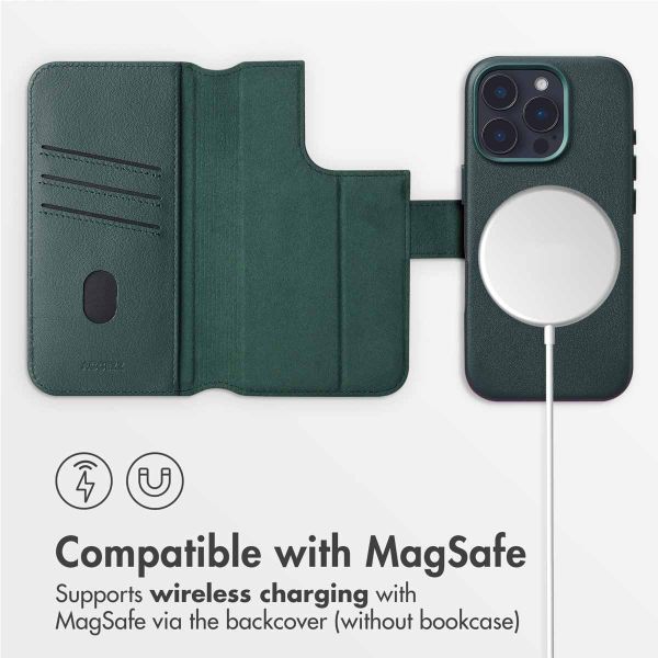 Accezz 2-in-1 Leather Bookcase with MagSafe Apple iPhone 16 Pro Max - Cedar Green