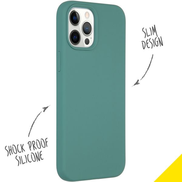 Accezz Liquid Silicone Backcover Apple iPhone 12 Pro Max - Donkergroen