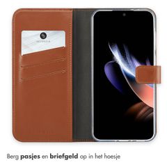 Selencia Echt Leren Bookcase Samsung Galaxy A36 / A56 - Lichtbruin