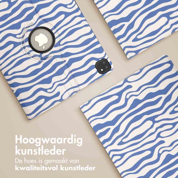 imoshion 360° Draaibare Design Bookcase Apple iPad Air 13 inch (2025) M3 / (2024) M2 - White Blue Stripes