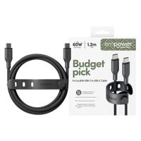 Empower by PanzerGlass Racing USB-C naar USB-C Oplaadkabel - 60W - 1,2 meter - Space Black
