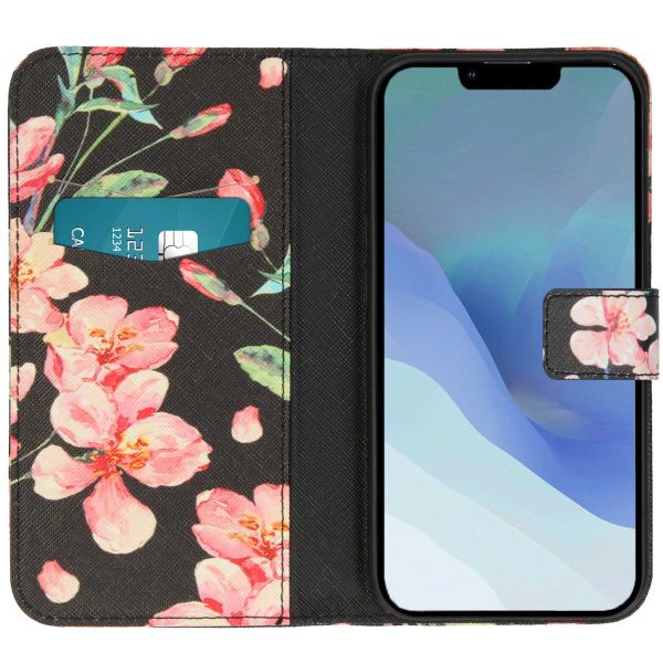 imoshion Design Softcase Bookcase iPhone 14 - Blossom Watercolor Black