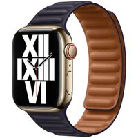 Apple Leather Link Apple Watch Series 1 t/m 9 / SE (38/40/41 mm) | Series 10 (42 mm) - Maat M/L - Ink