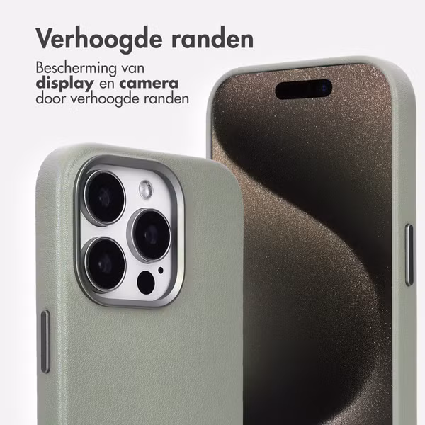 Accezz MagSafe Leather Backcover Apple iPhone 15 Pro - Light Grey