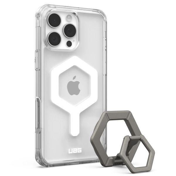UAG Plyo Pro backcover + Magnetic Ring Stand Apple iPhone 16 Pro Max - Ice White / Titanium