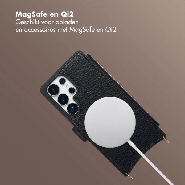 Selencia Riva Bookcase met MagSafe en Koord Samsung Galaxy S25 Ultra - Zwart