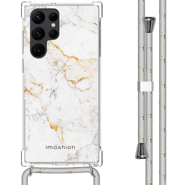 imoshion Design hoesje met koord Samsung Galaxy S22 Ultra - White Marble