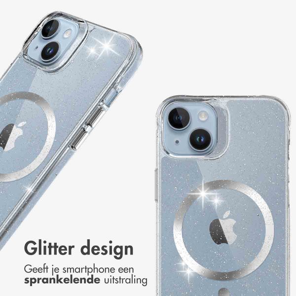 imoshion Clear Glitter Backcover met MagSafe Apple iPhone 14 - Zilver
