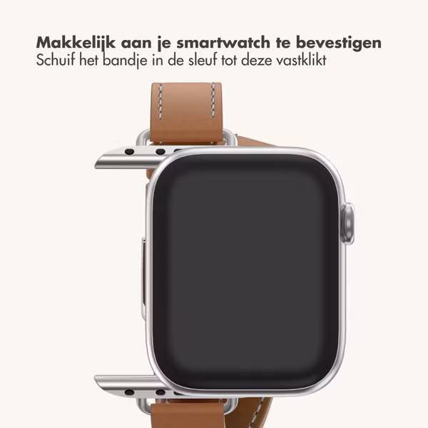 Selencia Élan Double strap bandje Apple Watch | 38/40/41/42 mm - Lichtbruin