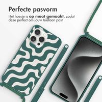 imoshion Siliconen design hoesje met koord Apple iPhone 15 Pro Max - Petrol Green Groovy
