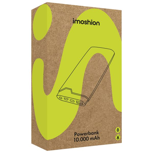imoshion Powerbank met uittrekbare kabel 10.000 mAh - Power Delivery - USB-C + Lightning - Zwart