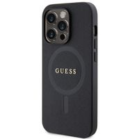 Guess Saffiano Backcover MagSafe iPhone 15 Pro Max - Zwart