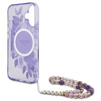 Guess MagSafe IML Flowers Case met beads strap Apple iPhone 16 - Purple