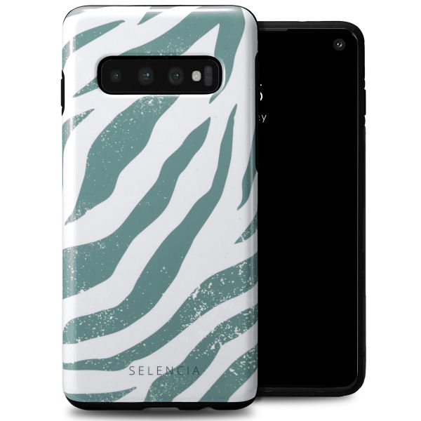 Selencia Vivid Tough Backcover Samsung Galaxy S10 - Colorful Zebra Pine Blue