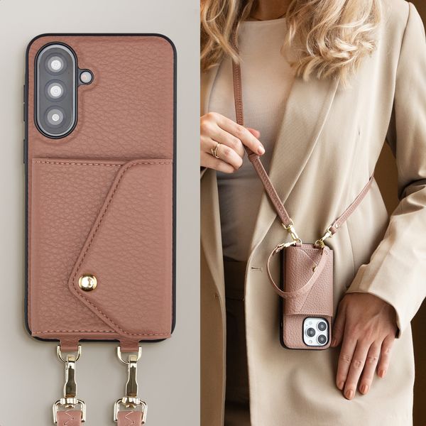 Selencia Sera Phone Case with Cord and Envelope Card Holder Samsung Galaxy A37 (5G) - Old Pink
