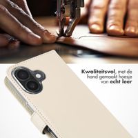 Selencia Echt Lederen Bookcase iPhone 16 - Greige