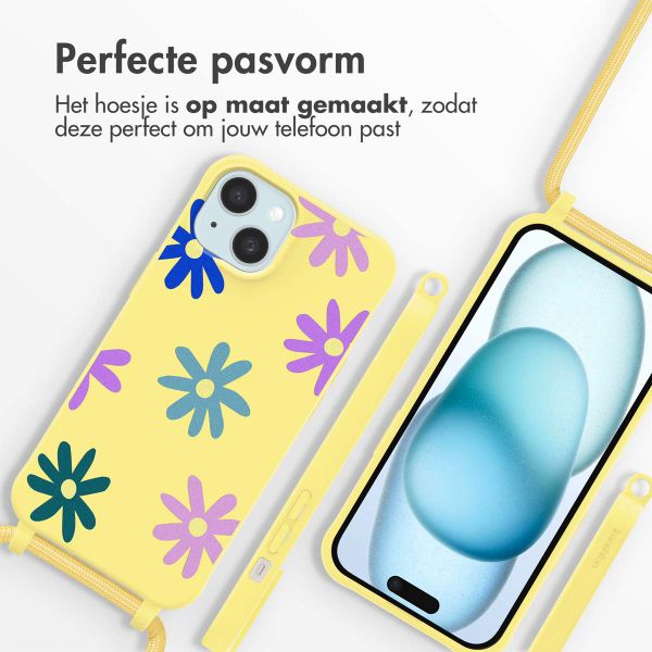 imoshion Siliconen design hoesje met koord Apple iPhone 15 - Yellow Flower Distance