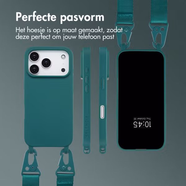 Selencia Siliconen hoesje met afneembaar koord Apple iPhone 17 Pro - Donkergroen