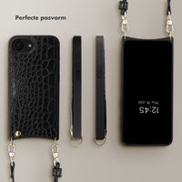 Selencia Nova Croco Telefoonhoes met Koord en Pashouder Apple iPhone 17e / 16e - Zwart