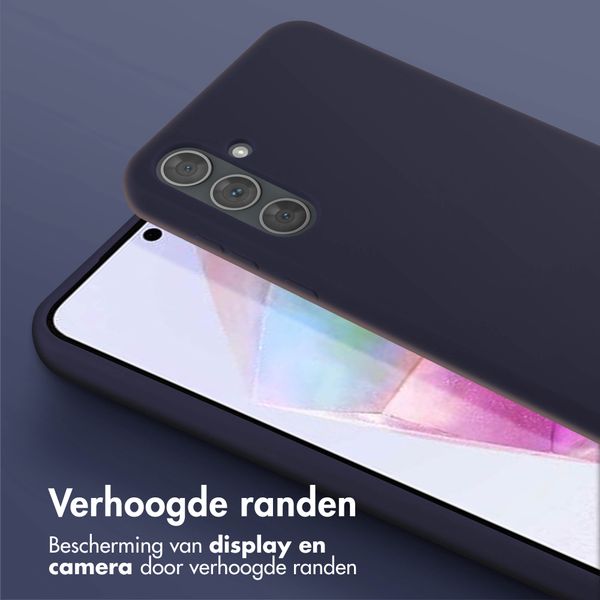 Selencia Siliconen hoesje met afneembaar koord Samsung Galaxy A35 - Donkerblauw