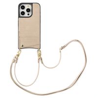 Selencia Nova Croco Phone Case with Cord and Card Holder Apple iPhone 15 Pro - Beige