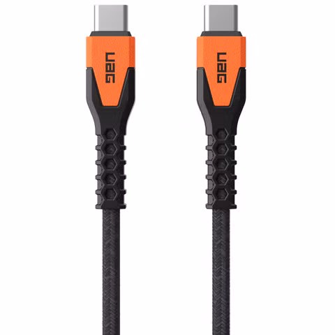UAG Kevlar® Core USB-C naar USB-C oplaadkabel - 1,5 meter - Zwart / Oranje