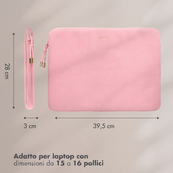 Selencia Corduroy Laptop hoes 15-16 inch - Laptopsleeve - Soft Blush