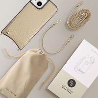 Selencia Nova Phone Case with Cord and Card Holder Apple iPhone 15 - Beige