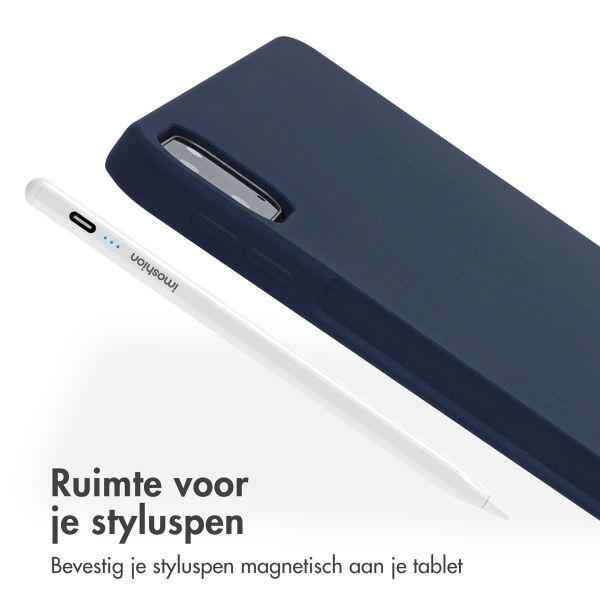 Accezz Liquid Silicone Backcover met penhouder Apple iPad Pro 12.9 (2022) / Pro 12.9 (2021) / Pro 12.9 (2020) - Donkerblauw