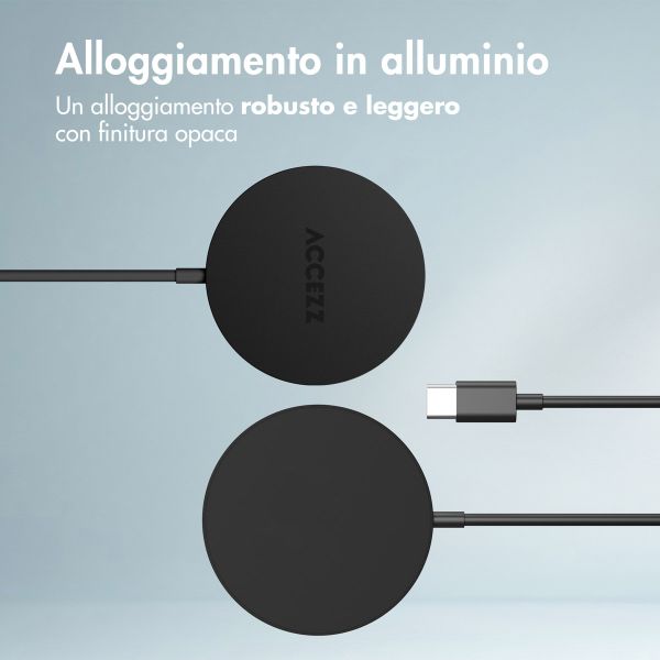 Accezz Wireless Charger USB-C - MagSafe en Qi2 Draadloze Oplader - 1 meter - Zwart