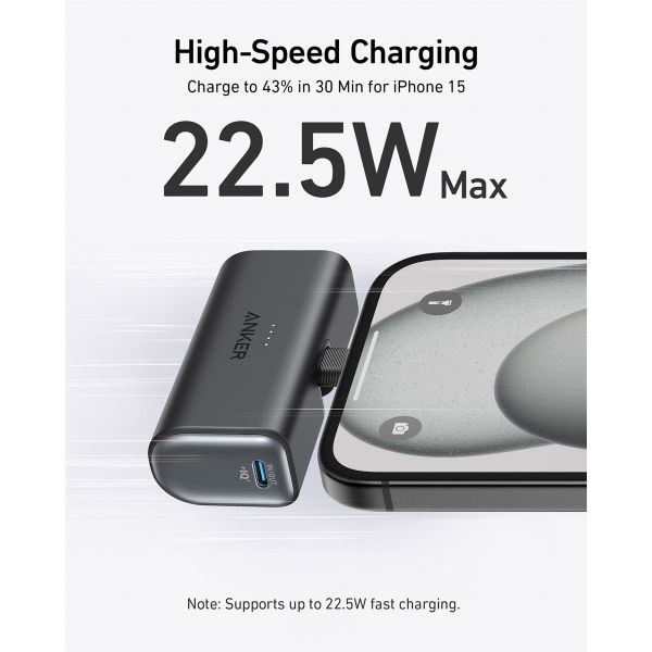 Anker Nano Powerbank met ingebouwde USB-C connector - 5.000 mAh - Zwart