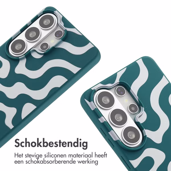 imoshion Siliconen design hoesje met koord Samsung Galaxy S26 Ultra - Petrol Green Groovy