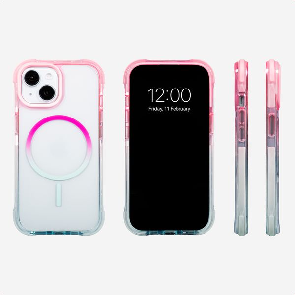 Selencia Gradient Backcover met MagSafe Apple iPhone 15 - Roze / Blauw