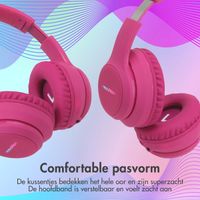 imoshion Kids LED Light Bluetooth Headphones - Kinder koptelefoon met decibelbegrenzer - Draadloze koptelefoon + AUX kabel - Hot Pink