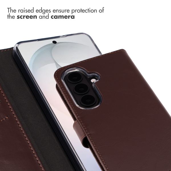 Selencia Genuine Leather Book Case Samsung Galaxy S26 - Brown