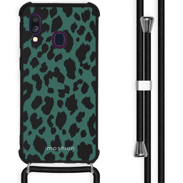 imoshion Design hoesje met koord Samsung Galaxy A40 - Luipaard - Groen / Zwart