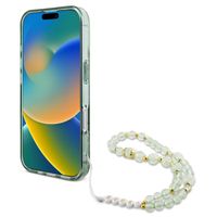 Guess MagSafe IML Flowers Case met beads strap Apple iPhone 16 - Green
